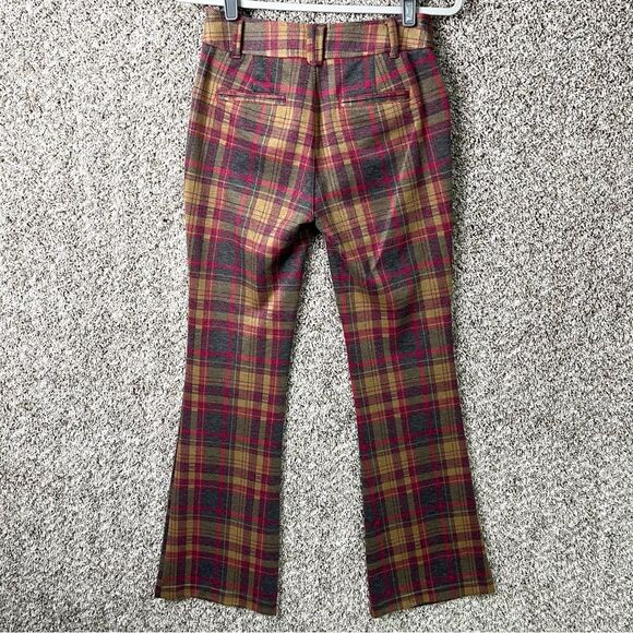 Anthropologie Pants Women’s 0 The Essential Trouser Tan Brown, Pink & Gray Plaid - Picture 5 of 8